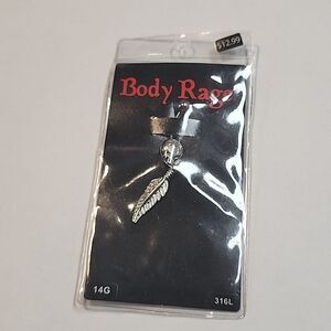 Spencer's Body Rage Feather Dangle Belly Button Ring 14 Gauge 316L New